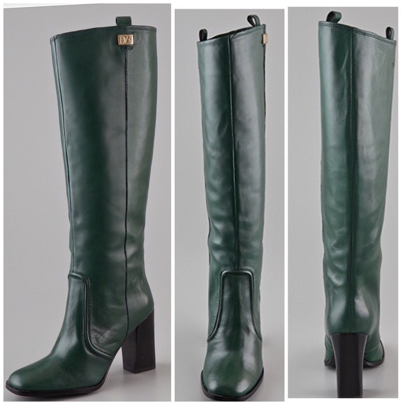 Diane Von Furstenberg Shoes - DVF Yoko High Heel Boots Bottle Green